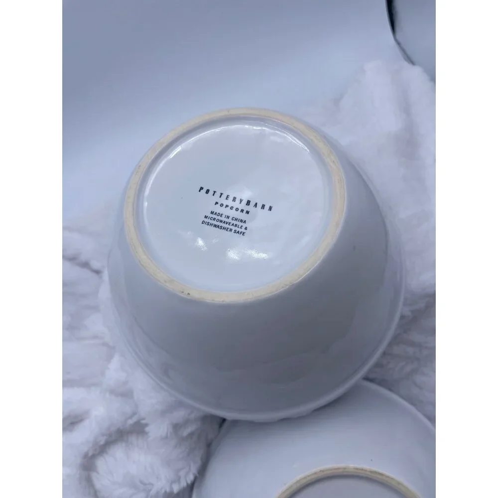 Vintage Pottery Barn White Popcorn Bowls Set of Two Discontinued - Picture 5 of 10